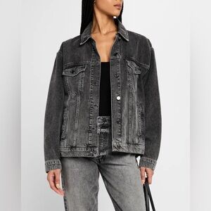 Anine Bing Rory Denim Trucker Jacket Steel Grey size XXS NWT